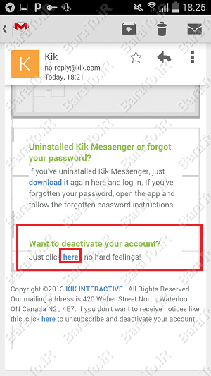 آموزش تصویری حذف اکانت کیک مسنجر Kik Messenger