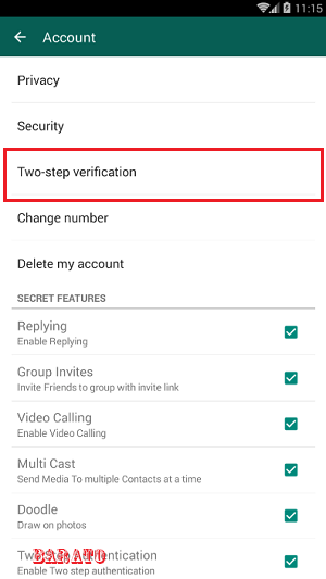 آموزش تصویری فعال کردن رمز دوم واتس اپ WhatsApp اندروید