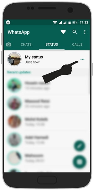 آموزش تصویری حذف وضعیت واتساپ در اندروید