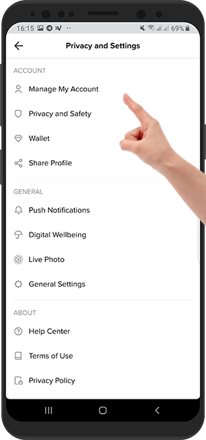 آموزش تصویری حذف اکانت تیک توک TikTok تیک تاک در اندروید