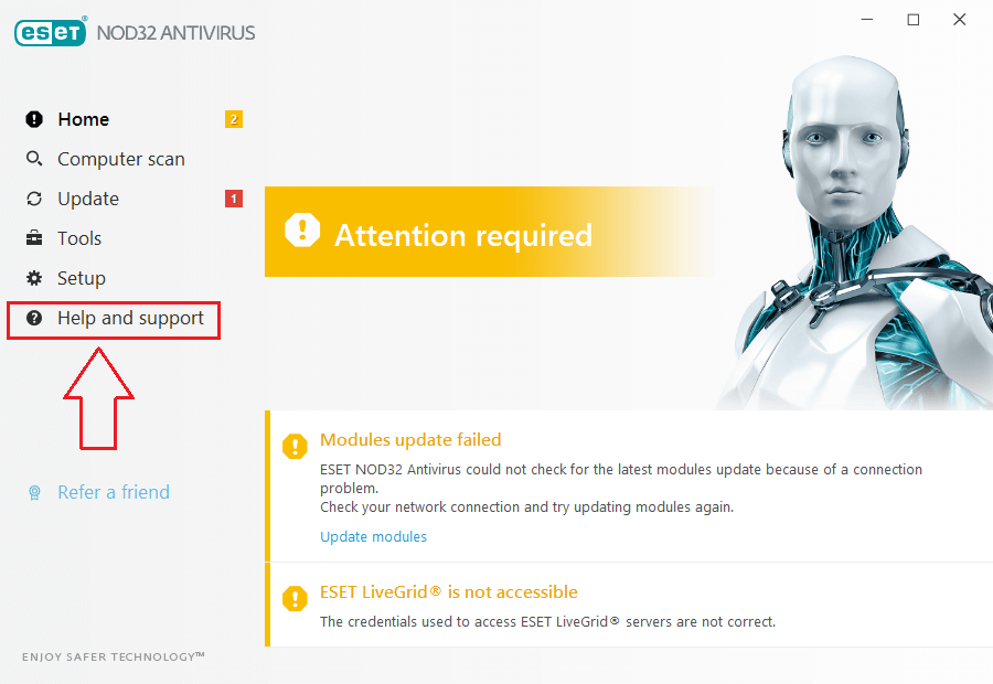 آموزش حل مشکل آپدیت نشدن نود 32 در کامپیوتر ویندوز ارور Attention Required - نارنجی شدن