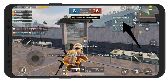 آموزش خاموش و روشن کردن میکروفن در بازی پابجی موبایل PUBG 3 Turnon microphone PUBG2