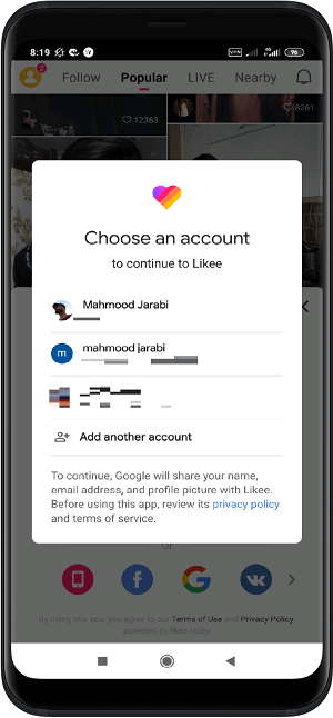 آموزش Likee - ساخت اکانت یا ثبت نام در لایکی گوشی اندروید
